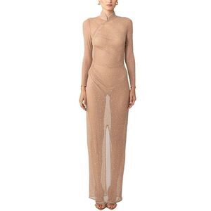 Sau Lee Womens  Kai Mesh Dress, Tan
